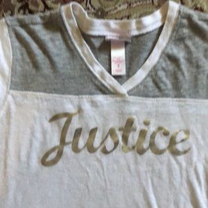 Justice girls top. Old navy girls jean skirt.